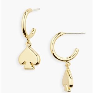 Gold Hoop Earrings with Spade Charm